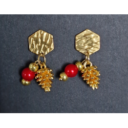 Boucles d'oreilles Pomme de pin de Noël