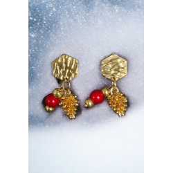 Boucles d'oreilles Pomme de pin de Noël
