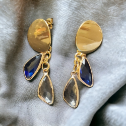 Boucles d'oreilles Clarisse bleue et blanche