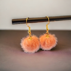 Boucles d'oreilles Pompons abricot