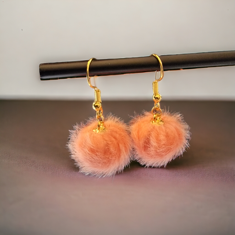 Boucles d'oreilles Pompons abricot