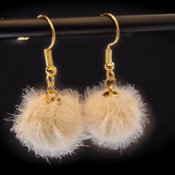 Boucles d'oreilles Pompons écrue