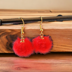 Boucles d'oreilles Pompons rouges