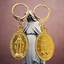 Boucles d'oreilles Médaille miraculeuse anneau