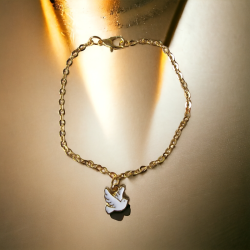 Bracelet doré Colombe émaillée